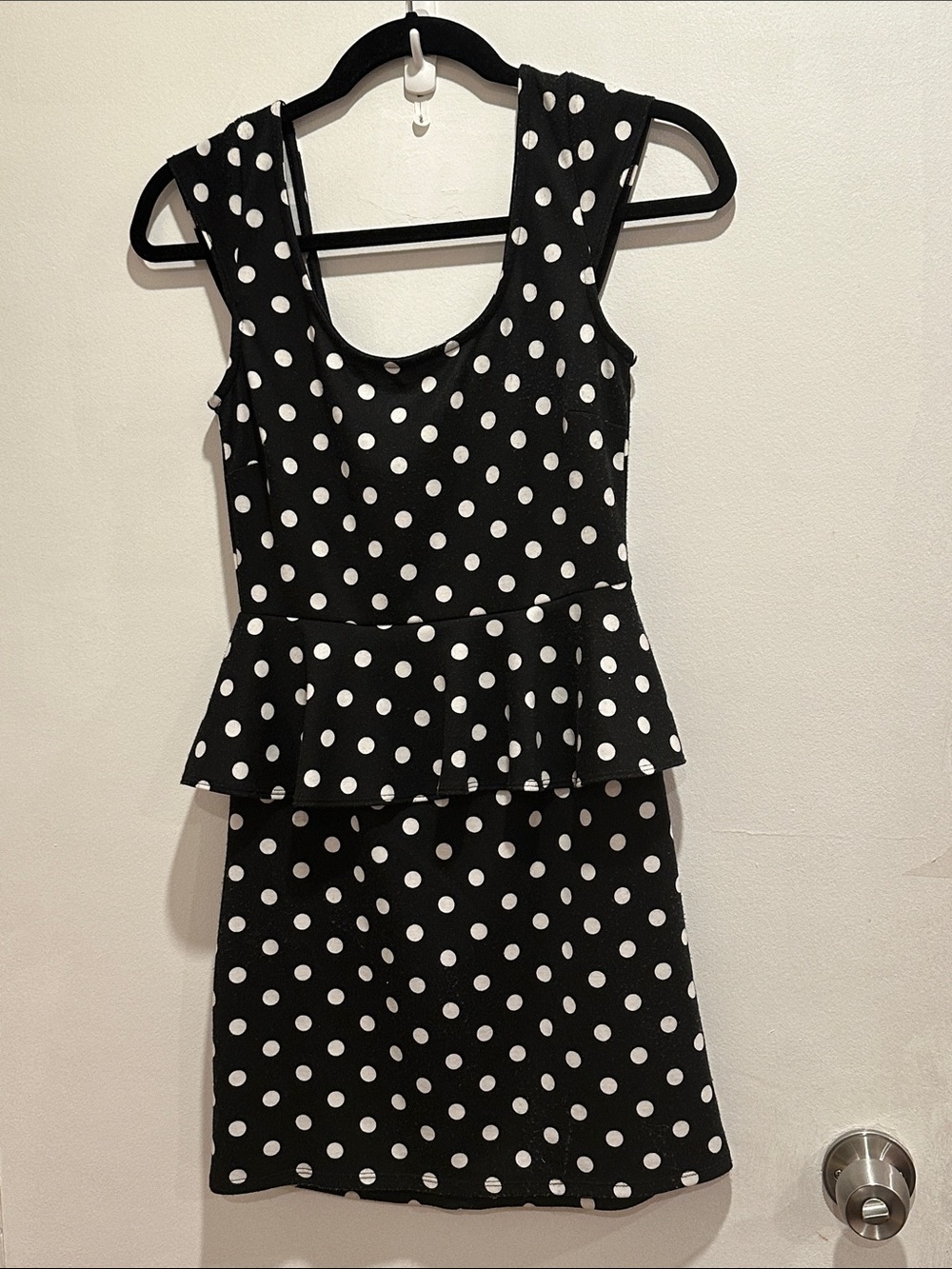 Speechless Polka Dot Peplum Dress - Black & White